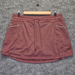 Kyodan Skort Womens Large Red Striped Built In Shorts Zip Pocket Athletic